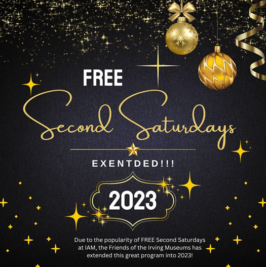 iamirvingtx's tweet photo. We are ringing in the New Year with some exciting news! Due to the popularity of FREE #SecondSaturdays at IAM, the @IAMuseumFriends has extended this great program into 2023! https://t.co/9jJMVm57Jv