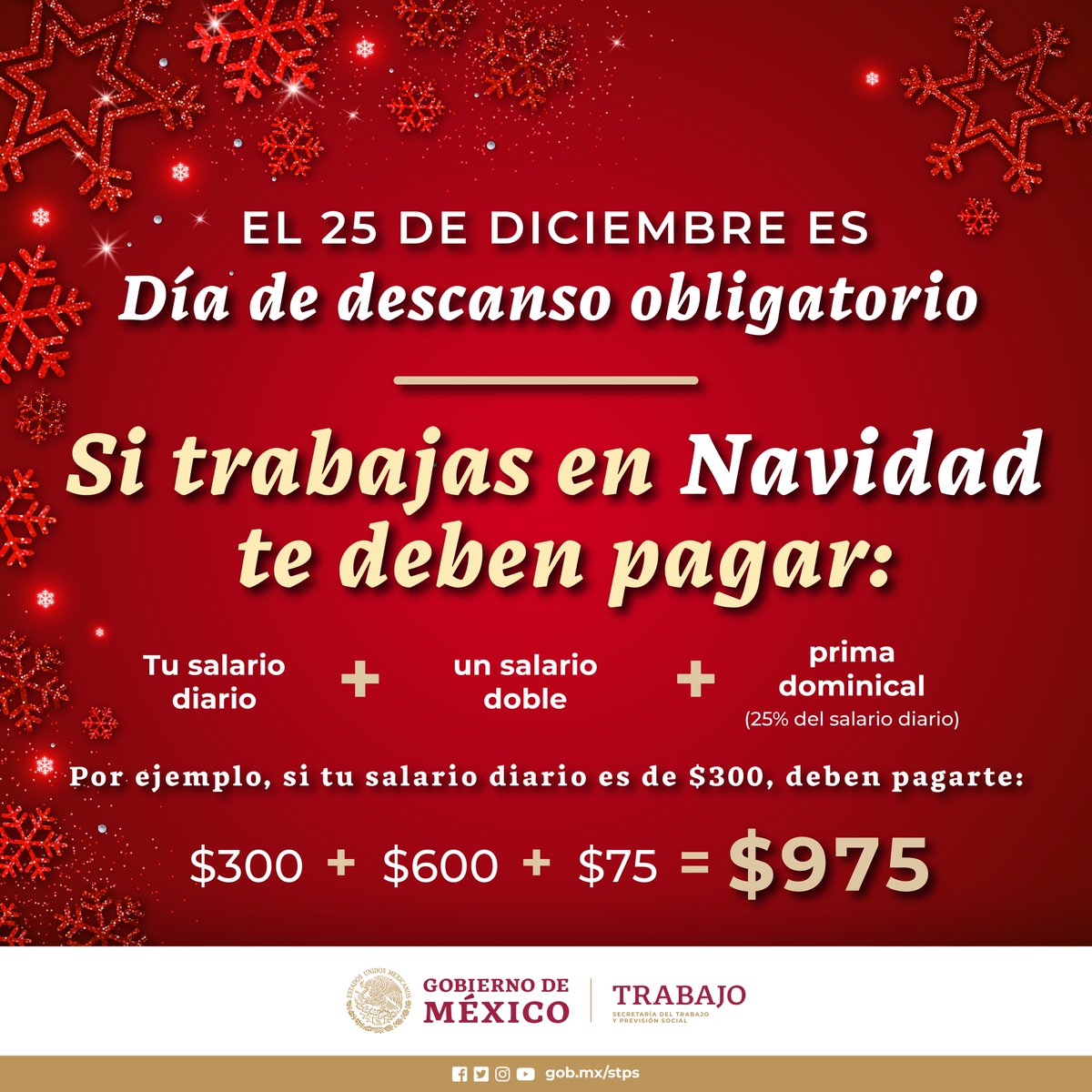 STPS_mx's tweet photo. 📢¿Trabajas en Navidad?🎄

¡Esta información te interesa! 

⚠️En caso de que tu centro de trabajo incumpla, acude a @PROFEDET para recibir asesoría legal gratuita: 800 911 78 77 https://t.co/AOPRmc5enb