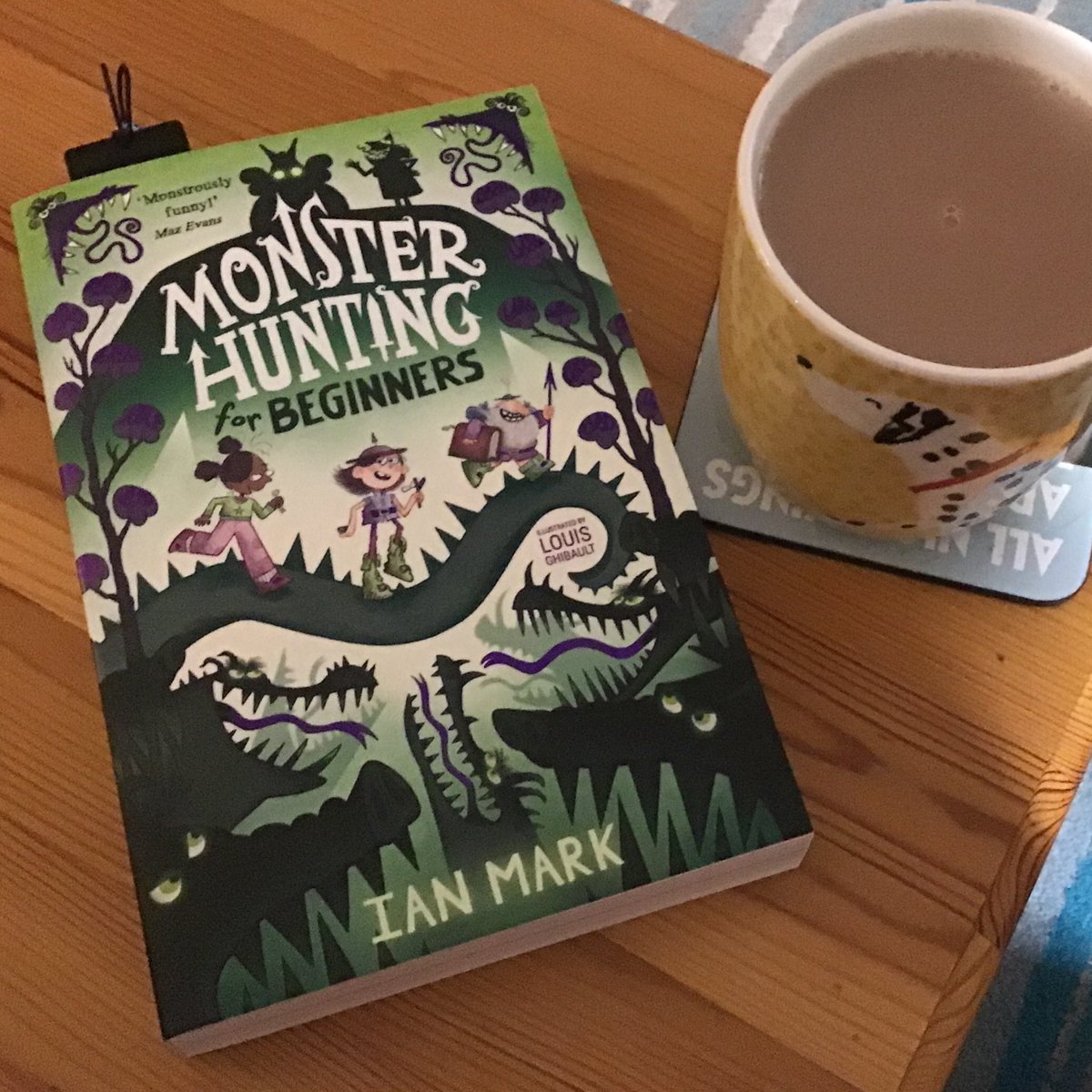 jacquiS21's tweet photo. No better way to spend the evening than reading a fabulous book and drinking plenty of tea. Cannot wait to get stuck into #MonsterHuntingForBeginners @ianmmark @FarshoreBooks https://t.co/tvgsG0SJMs