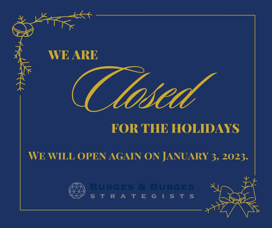 Our office is closed today through Monday, January 2nd. If you need any member of the B&amp;B team, feel free to reach out. Until then, enjoy the holidays!