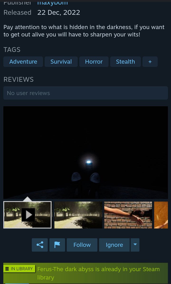 Maxybom1's tweet photo. Ferus is now avaliable on steam! 
#gamedev #indiegame #videogame #indie #steam #new #ferus #steamindie #linux #Windows #horror #thriller https://t.co/mJyW47mPKx