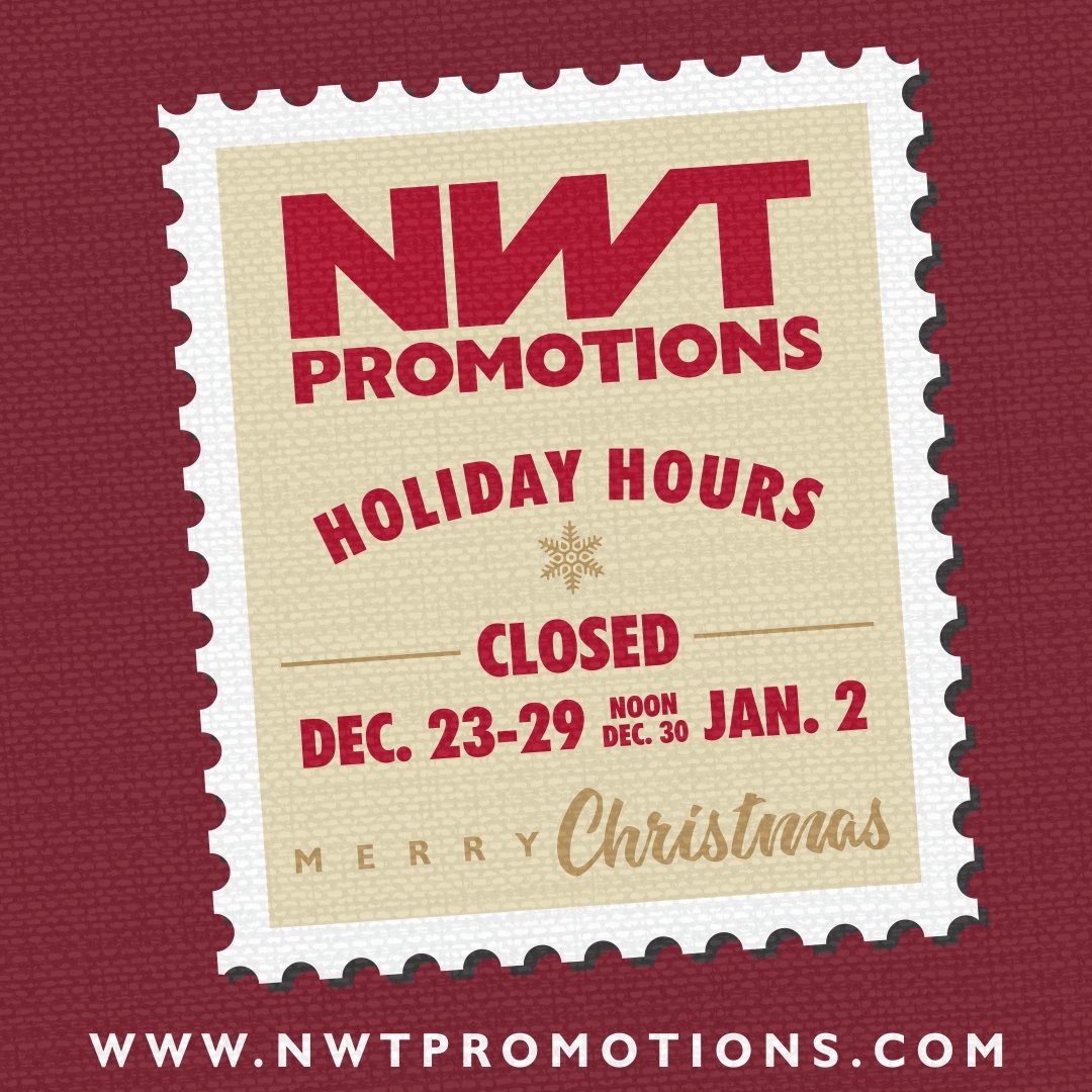 We will be closed December 23-29 (closed at noon Dec. 30) and January 2. We will return to regular hours January 3rd. Merry Christmas! #SpruceGrove #PromotionalProducts #MerryChristmas