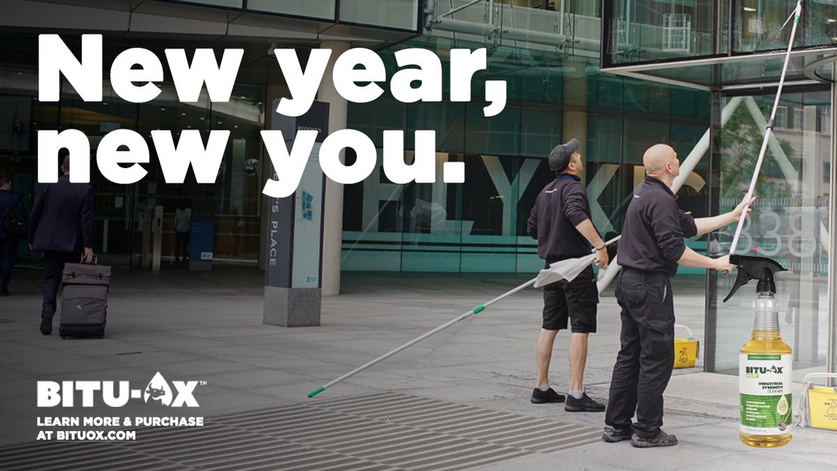BituOX's tweet photo. New year, new you, right? Make one of your new year's resolution to improve cleanliness in your commercial building. From removing adhesives in your office spaces to getting rid of graffiti from streets. https://t.co/Vetsj5hyVm