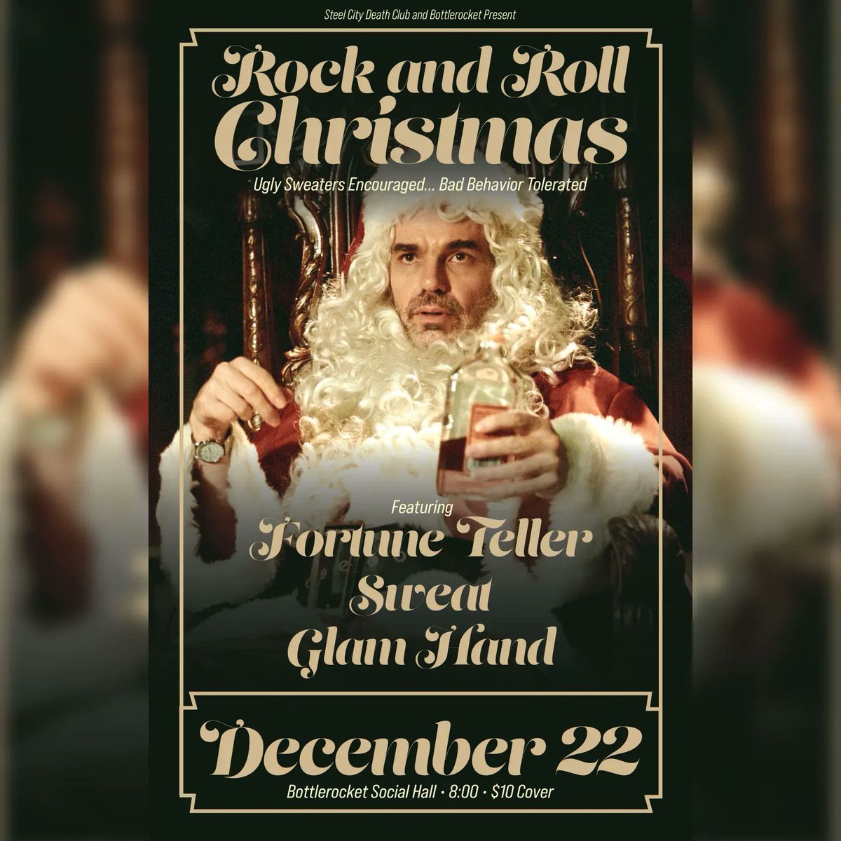 TONIGHT - A good old holiday time at <a href="/BottlerocketPgh/">Bottlerocket Social Hall</a> featuring <a href="/ForrtuneTellerr/">Fortune Teller</a>, Sweat, and Glam Hand. Come party and kick off the holidays in style. #SupportLocalMusicPGH