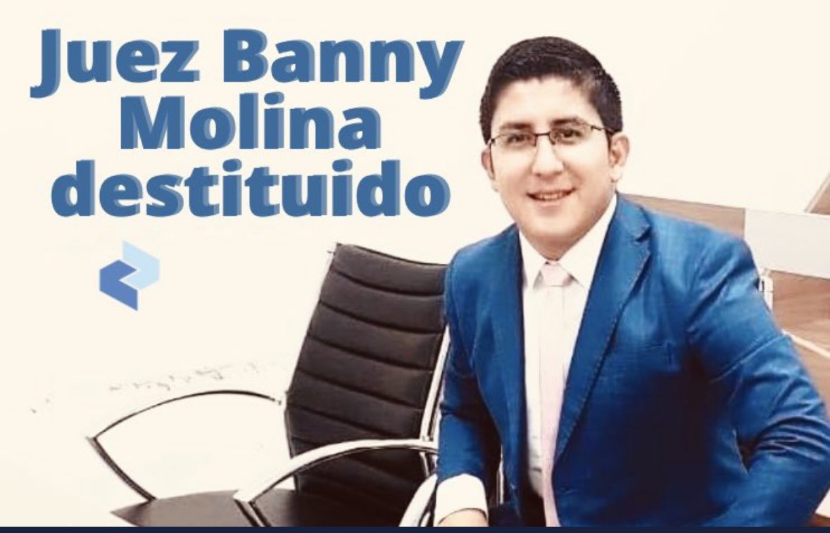 Ricardo_Vanegas's tweet photo. DESTITUCIÓN! @CJudicaturaEc destituyó a Banny Molina B por haber cometido “error inexcusable en sus actuaciones como juez de garantías penitenciarias de Portoviejo”. Molina ordenó liberar a Jorge Glas, Daniel Salcedo y antes por narcotráfico a Adrian Mero QUIJIJE. https://t.co/Alf9wcQvyh