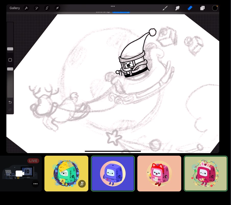 EJays04's tweet photo. LOVE when creatives live stream the process! 
Grateful to be sharing this moment with frens 🙏🏼

Thank you @ProjectEliNFT and 🎨@MADNADART 🫶🏼

If it's been gray lately... find your happy here. 

There is light and color here if you look up, connect, and touch the color pallets 😘 https://t.co/k1Zv9FdAqz