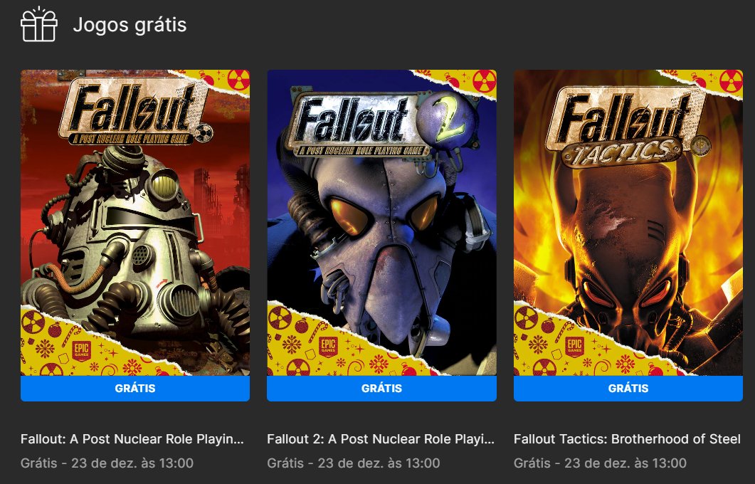 Velberan on X: Jogos clássicos de Fallout de grátis na Epic. Quem