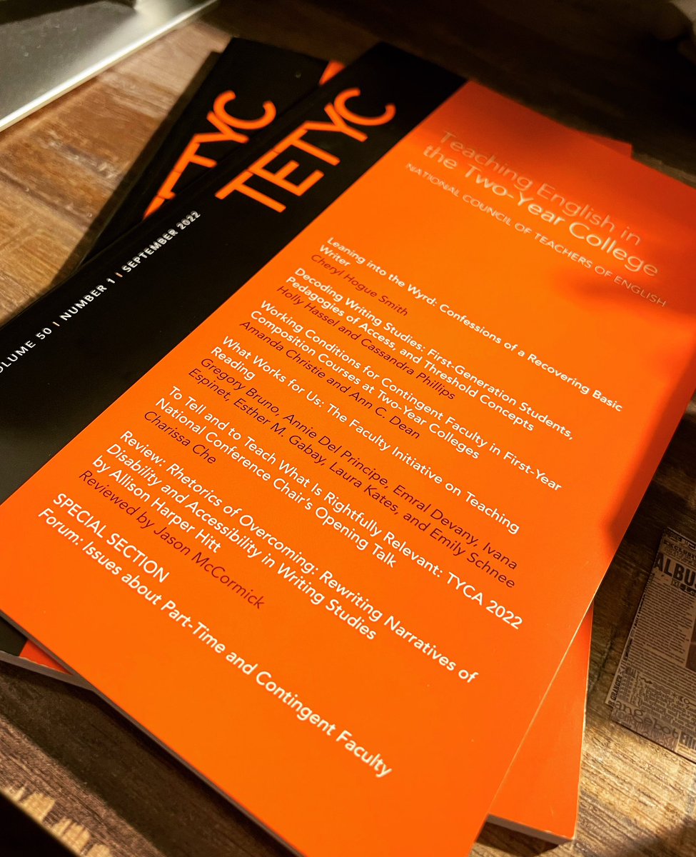 Chairing <a href="/ncte_tyca/">TYCA</a> Nat’l was one of my 2022 highlights. Holding my opening remarks in TETYC &amp; knowing they’ll reach future TYC faculty is the cherry on top. Infinite TY <a href="/darinjensen/">Darin Jensen</a>, Steph Maenhardt, conference planning cmte. Excited to reconvene in Chicago w/ Chair Jason Evans!