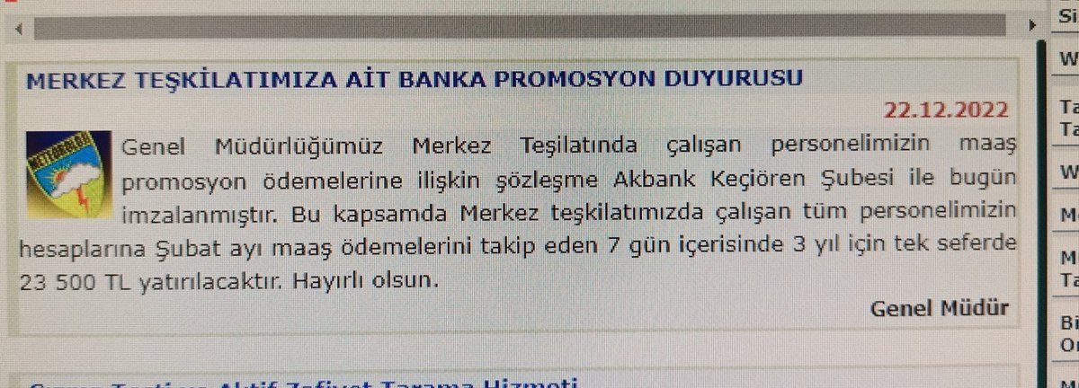 Bazı taşra birimlerinde 5-6 kişi çalıştığı için bankaların promosyon teklifi verme zahmetinde bile bulunmadığı #Meteoroloji Genel Müdürlüğü,taşra personelinin yoğun isteğine rağmen sadece merkez için promosyon anlaşması yaptı
<a href="/Mikdatca/">Mikdat Kadıoğlu</a> <a href="/Guclumete/">Güçlü Mete</a> <a href="/karagozilker/">ilker karagöz</a> <a href="/yilmazsozcu/">Yılmaz ÖZDİL</a>