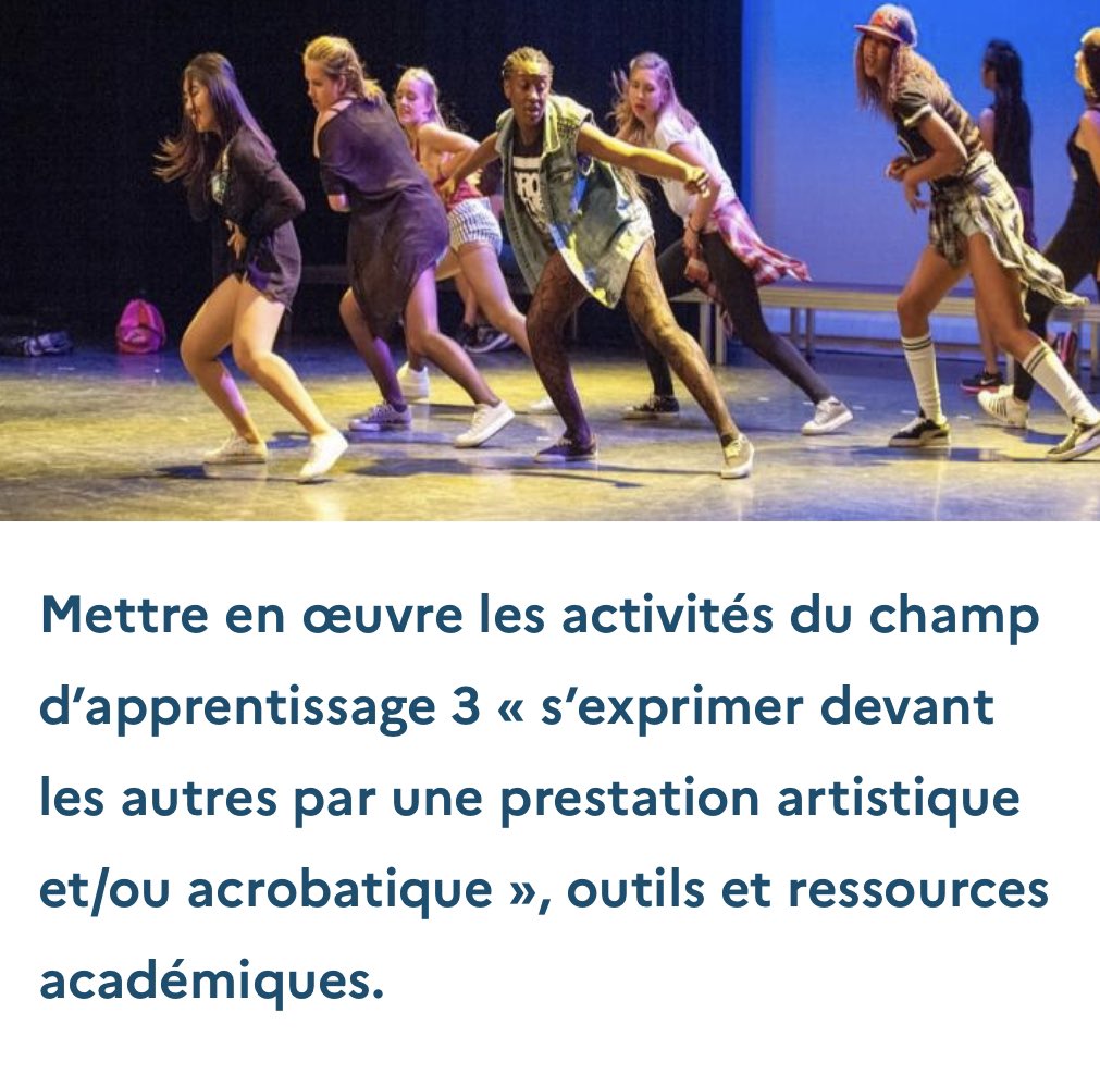 EPS_edu_num's tweet photo. 📌 | ACTUALITÉ EDUSCOL |
« S’exprimer devant les autres par une prestation #artistique et/ou acrobatique », des #ressources et outils sur les sites académiques 

▶️scénarios enrichis par le #numerique
▶️outils pour différencier l’apprentissage 

https://t.co/lZ4iiHaLml https://t.co/469KW98iN5