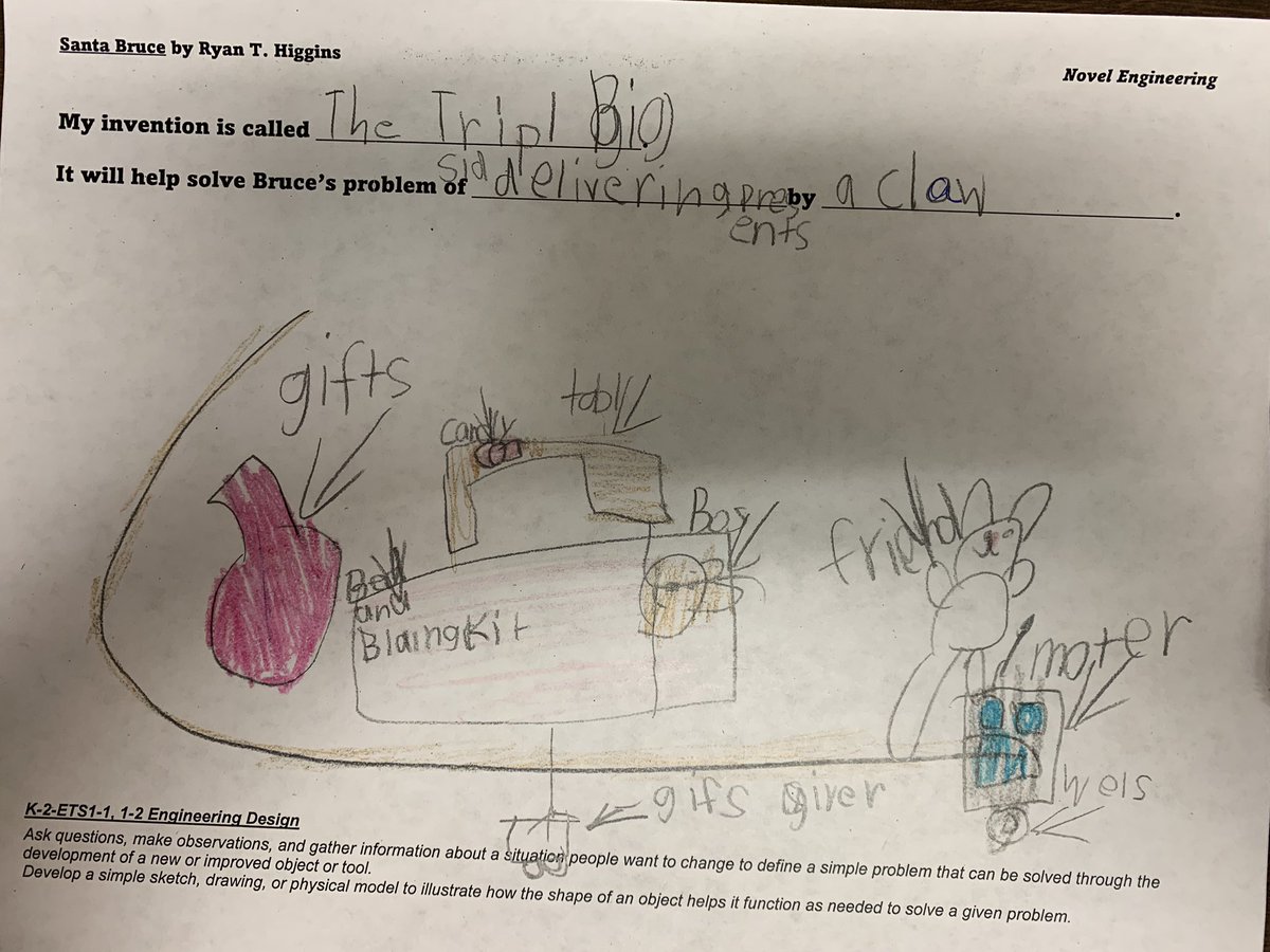 Julia Scalzo (@juliascalz96) on Twitter photo First Grade Engineers <a href="/mustangpride204/">McCarty Elementary</a> design a solution to solve Bruce’s problem with the holidays. <a href="/Novel_Eng/">Novel Engineering</a> First Grade Engineers <a href="/mustangpride204/">McCarty Elementary</a> design a solution to solve Bruce’s problem with the holidays. <a href="/Novel_Eng/">Novel Engineering</a>