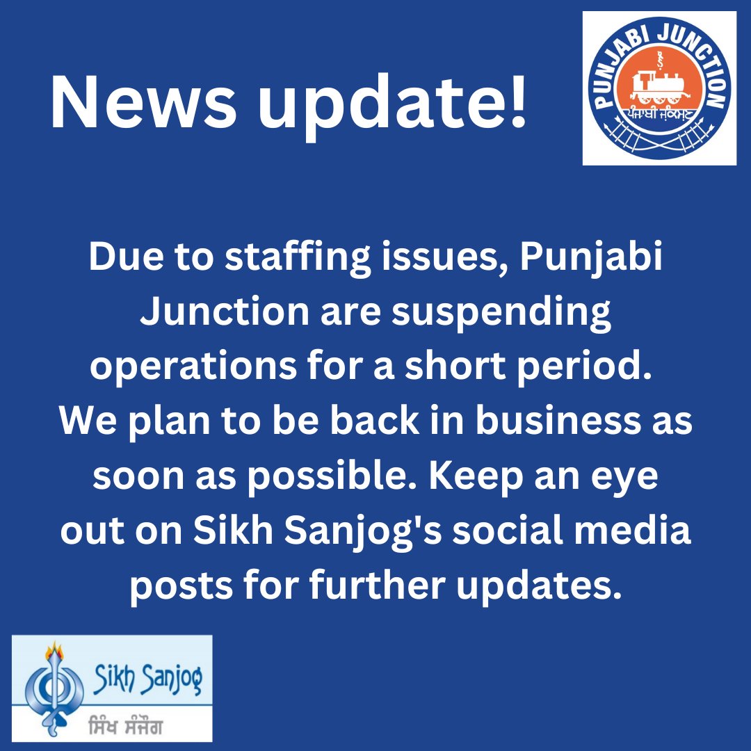 Due to staffing issues, Punjabi Junction are suspending operations for a short period. 
We plan to be back in business as soon as possible. Keep an eye out on Sikh Sanjog's social media posts for further updates.

#leith #shoplocal #Edinburgh