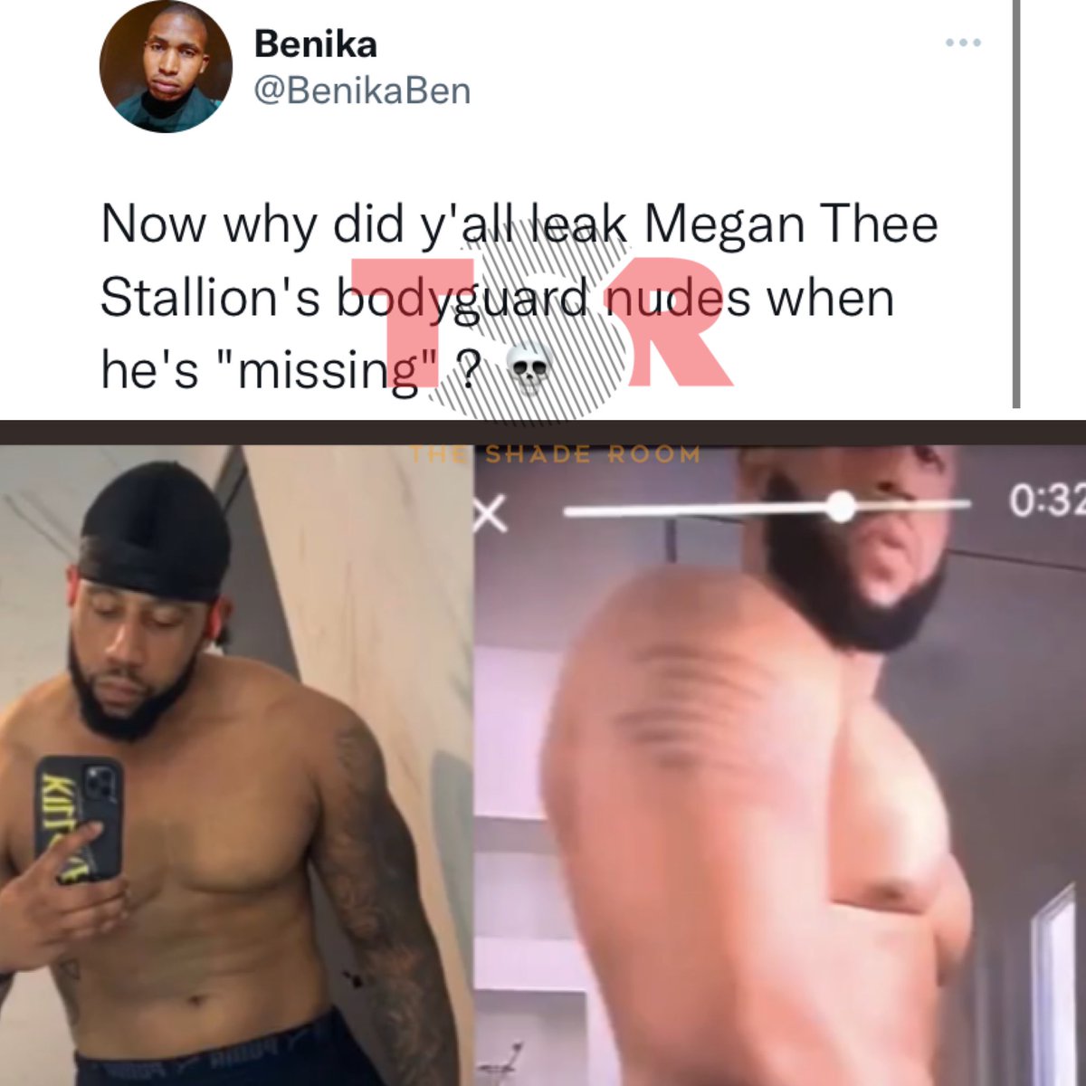 TheShadeRoom's tweet photo. Oop! Looks like Megan Thee Stallion’s former bodyguard’s (Justin Edison) nudes were leaked after he failed to show up and testify 😩(📸:@supreme_updates) https://t.co/qpSHL3LJ1Q