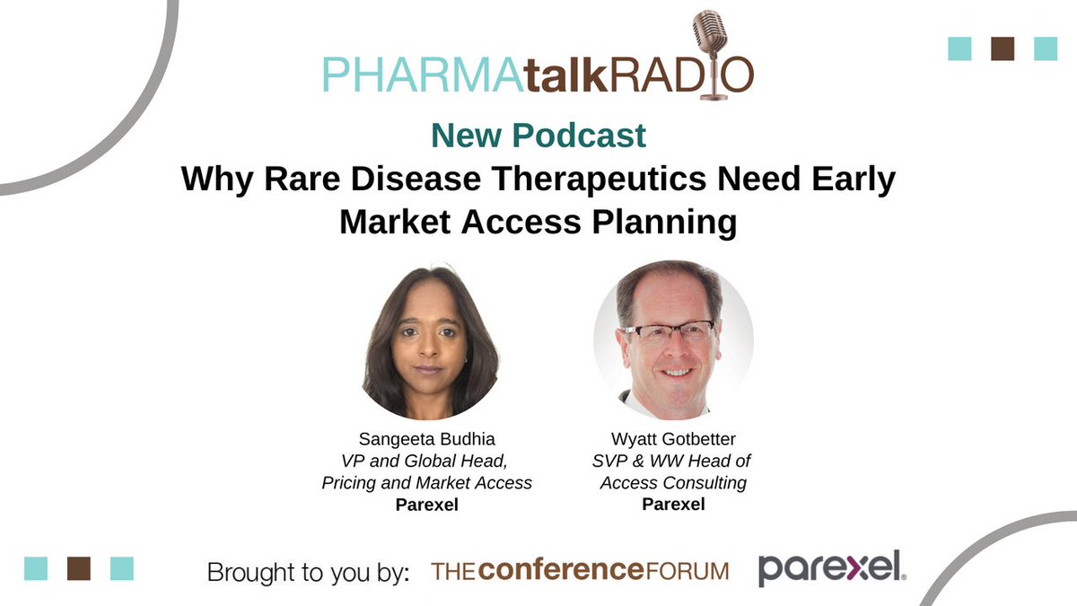 New podcast! Listen now to hear @Parexel 's Sangeeta Budhia and Wyatt Gotbetter provide an insight on early market access planning. 
blogtalkradio.com/pharmatalk/202…

#marketaccess #payer #therapeutic #raredisease #parexel #datacollection #protocoldesign #clinicalvalue