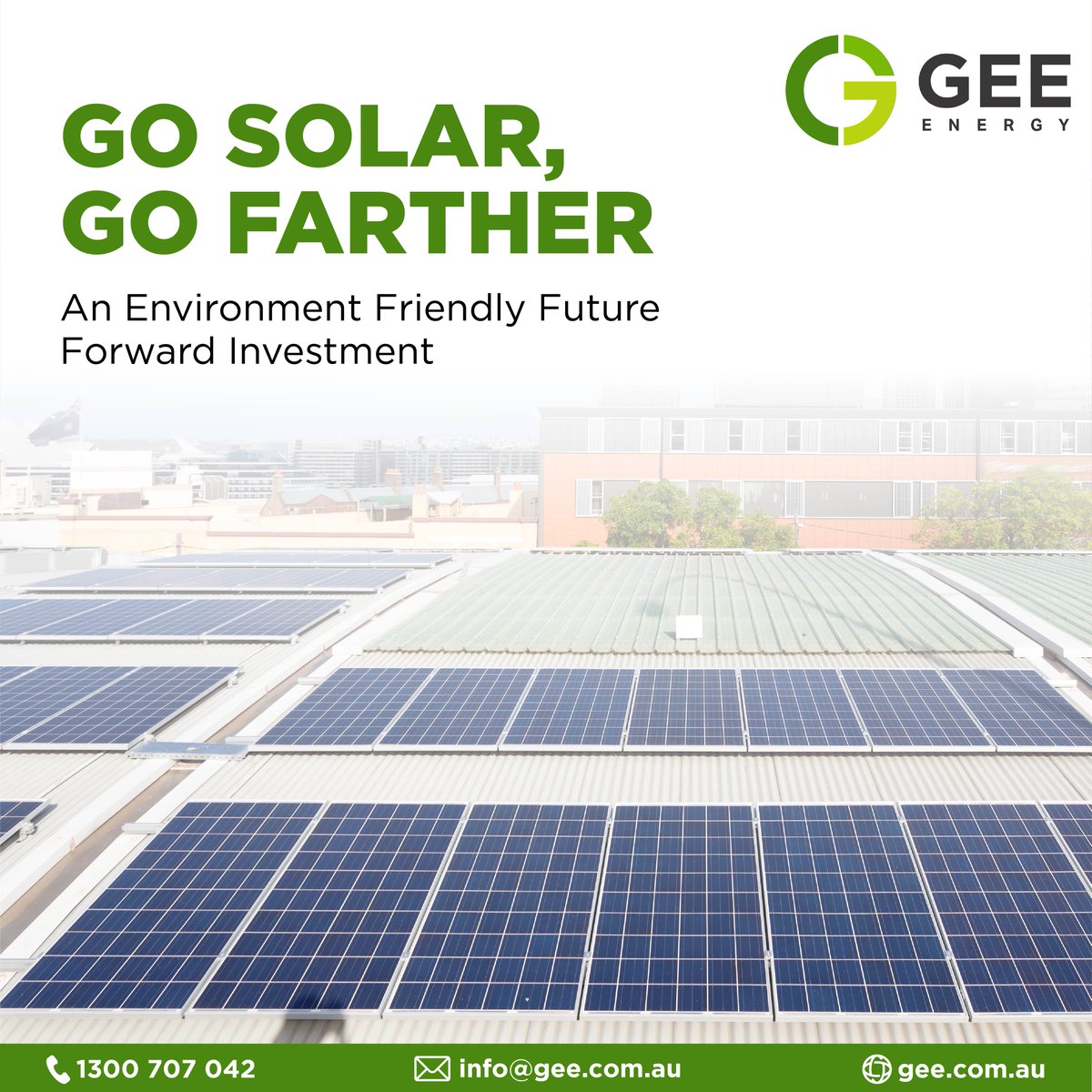 A #commercialsolar system is a smart investment that pays for itself in just a few years, saving your business money and helping the environment. 

To learn more, Call us at 𝟏𝟑𝟎𝟎 𝟕𝟎𝟕 𝟎𝟒𝟐  OR E-mail us at 𝐢𝐧𝐟𝐨@𝐠𝐞𝐞.𝐜𝐨𝐦.𝐚𝐮 

#businesssolar #solarforbusiness