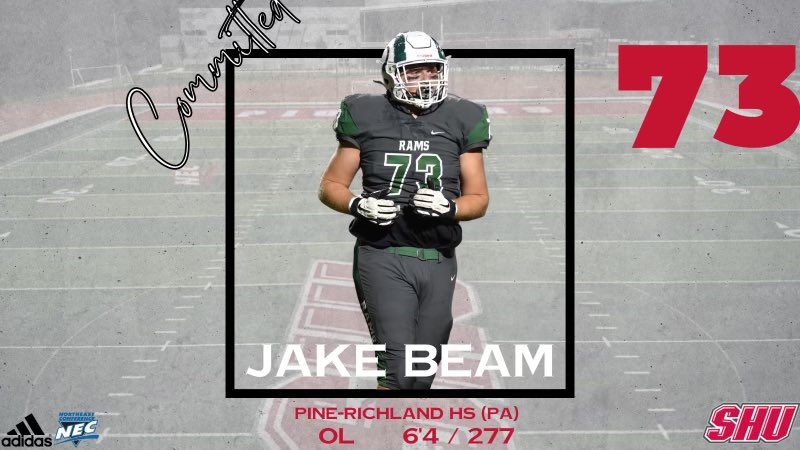 Jake Beam (@jakebeam3) on Twitter photo I’m super excited to announce that I will be continuing my athletic and academic career at Sacred Heart University! Thank you to all of my coaches and my parents that have got me to this point! Go Pioneers!
<a href="/Coach_LeDonne/">Dr Jon LeDonne</a> <a href="/PR_RamsFootball/">Pine-Richland Football</a> <a href="/SHU__Football/">Sacred Heart Football</a> <a href="/CoachPSap/">Patrick Saporito</a> I’m super excited to announce that I will be continuing my athletic and academic career at Sacred Heart University! Thank you to all of my coaches and my parents that have got me to this point! Go Pioneers!
<a href="/Coach_LeDonne/">Dr Jon LeDonne</a> <a href="/PR_RamsFootball/">Pine-Richland Football</a> <a href="/SHU__Football/">Sacred Heart Football</a> <a href="/CoachPSap/">Patrick Saporito</a>