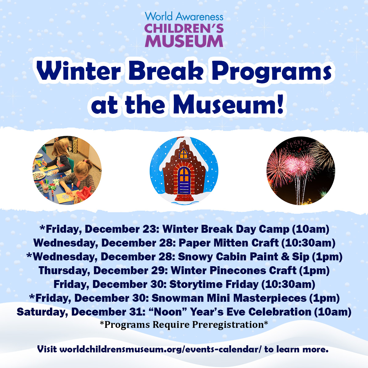 Looking for something to do with your family during winter break? Visit the World Awareness Children's Museum! We have a variety of programs you and your children will love! Visit worldchildrensmuseum.org/events-calenda… to learn more or visit wacm.ticketleap.com to register. 
#museum