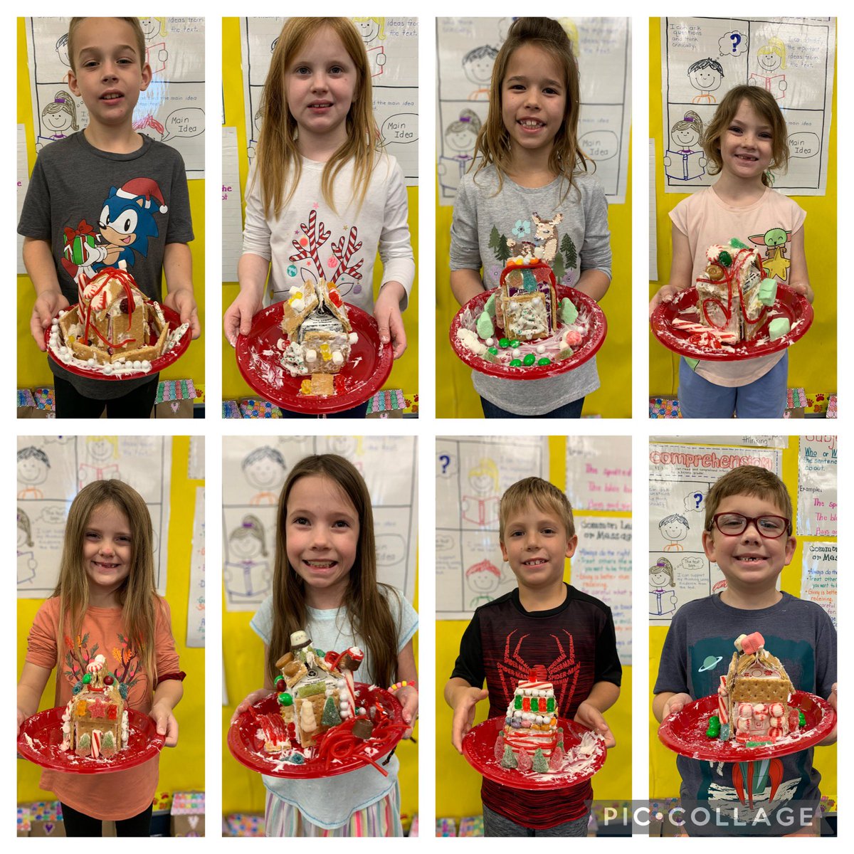 MrsBsBobcats's tweet photo. Wonderfully creative and delicious Gingerbread Houses. Yum! https://t.co/EjuviNHv9I