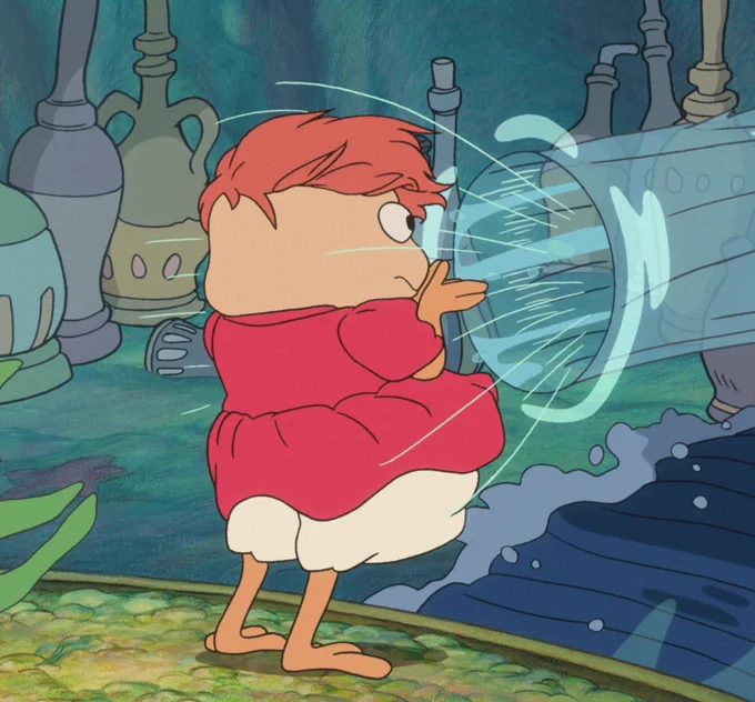 ponyo's goofy chicken legged form makes me laugh every time i see it 