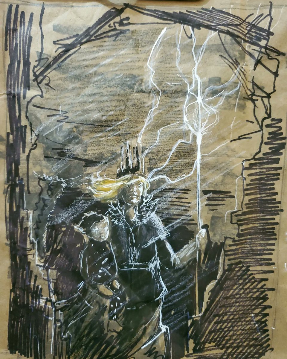 willow_darcy's tweet photo. Sketch of archetype of change: Disruption. Hoping to do a painting. #wip #symbolicart #runeart #tarotart https://t.co/5Vc5mz9mhU