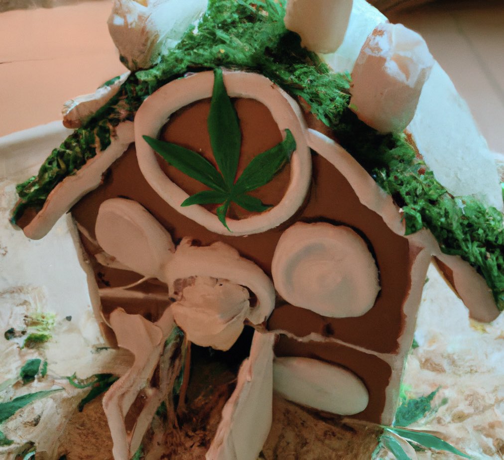 ChronicCult's tweet photo. This #gingerbread house is made with a special ingredient - #weed! Who said cannabis can't be festive? #Cannabis https://t.co/P7x5hnl68L