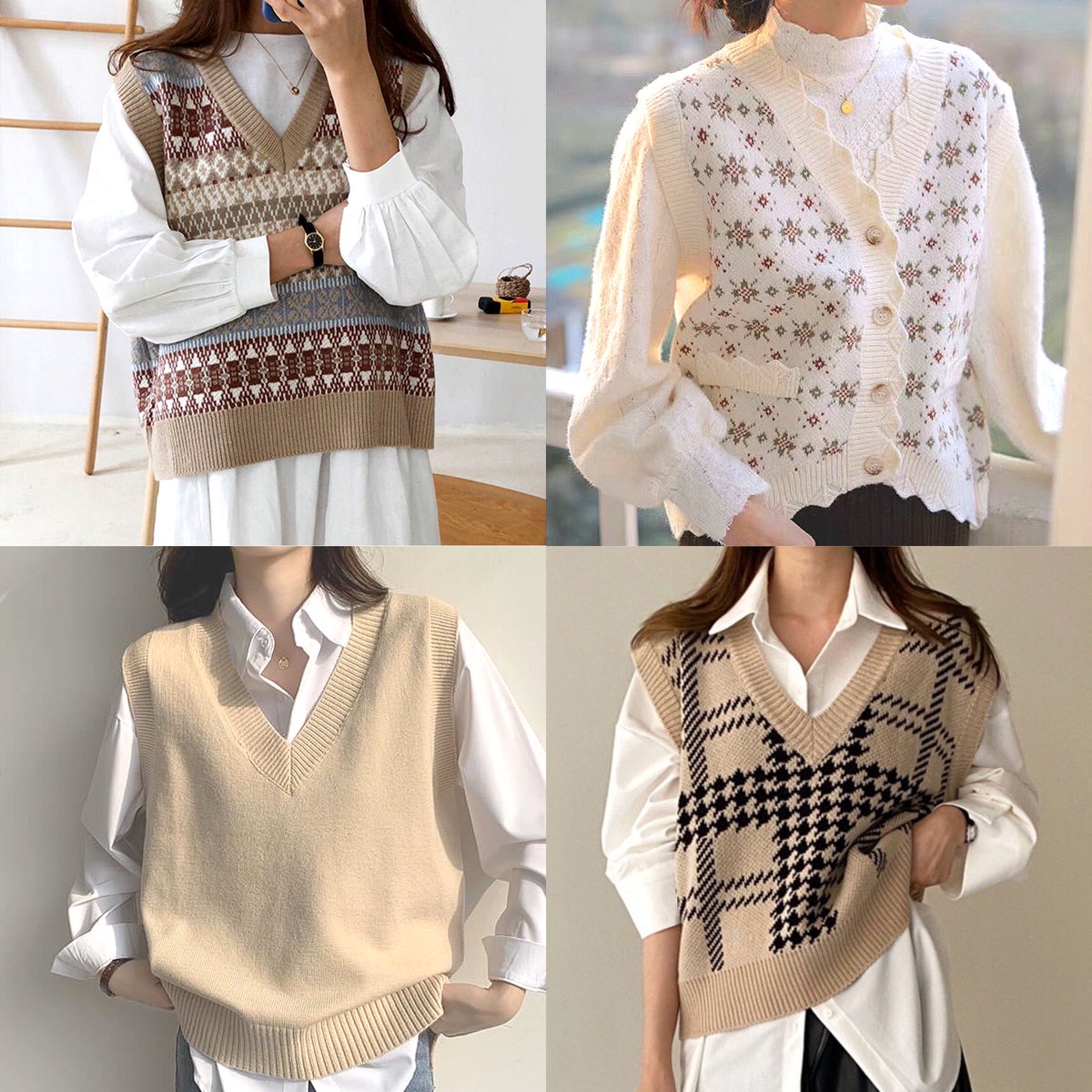 Njwaazmn's tweet photo. Another day another outfit ideas. Korean style knitted vest for your ootd ✨

A thread: 
#NajwaShares https://t.co/M1eC10vLVb