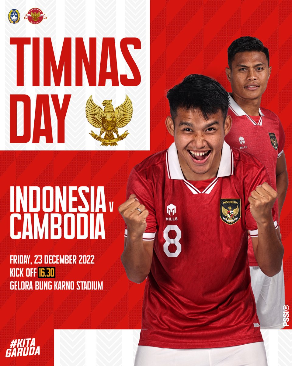 PSSI's tweet image. Timnas Indonesia akan memulai perjuangannya pada Piala AFF 2022 kontra Kamboja sore ini.

Semangat berjuang, Garuda! ✊🏼🇮🇩

#KitaGaruda #MeraihImpian #TimnasDay