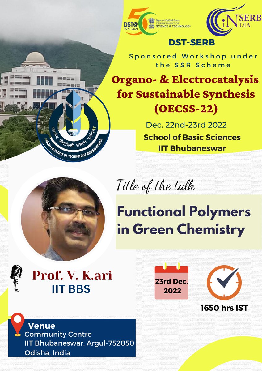 OECSS22's tweet photo. To demonstrate the power of functional polymers for green chemistry, @OECSS22 is pleased to introduce our in-house speaker @iitbbs. Thank you for wrapping up @OECSS with your talk. https://t.co/GwKuMt153R