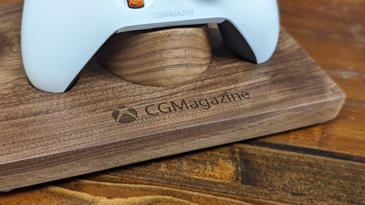 CGMagonline's tweet photo. Thank you @XboxCanada @Xbox for this fantastic custom controller stand, it looks great in the #CGMagazine offices! https://t.co/O6AkWCyc1f