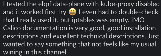 projectcalico's tweet photo. Shout-out to our #OpenSource users and #ProjectCalico maintainers 📣
🙌 Great to see feedback from our #CalicoCommunity about #eBPF and our documentation!
#kubernetes #calico #cloudnative @tigeraio https://t.co/KcvZMByLvI