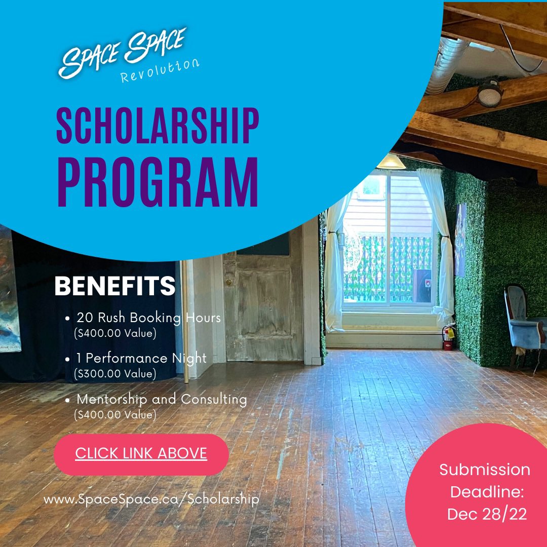 You asked, we listened! A scholarship program that will begin to offer a leg-up to 5 individual creators and artists in the new year. Apply here: spacespacerevolution.com/scholarship 

#theato #TOactor