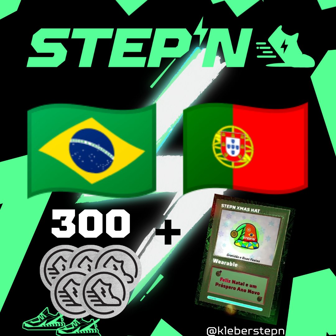 KleberSTEPN's tweet photo. 💣💥 SORTEIO de 300 $GST + NFTs Natalinas da comunidade 🇧🇷🇵🇹:

❤️ Curtir e compartilhar 🔄
📌 Marcar 2 amigos (sim de novo 🤣)
💭 Comentar o que você mais quer do #STEPN em 2023
⚠️ Usar a #STEPNBRPT

🍀🎁 Sorteios em 24h ⏳⏳

@Stepnofficial https://t.co/KalPWikIZc