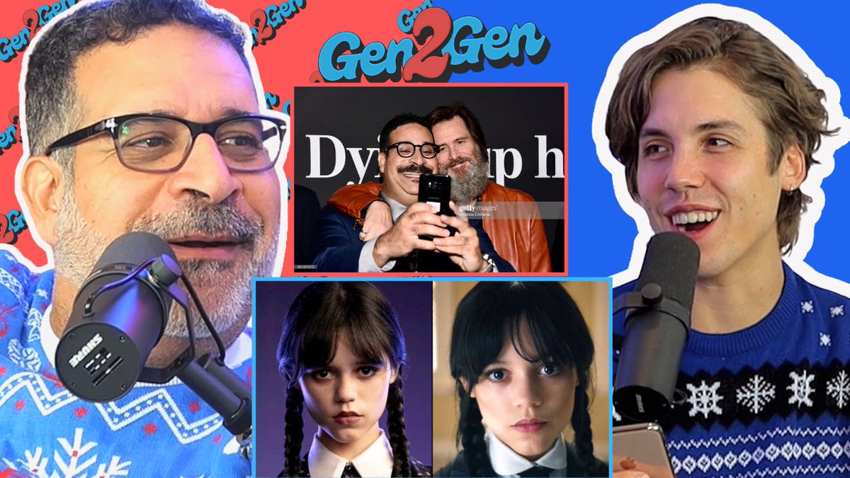 Gen2GenPod's tweet photo. Jenna Ortega from “Wednesday”, New Years Resolutions, &amp; @ErikGriffin on working with JIM CARREY! 

New episode live now: https://t.co/lWD3AQtLWL

Be sure to like, comment and subscribe!! https://t.co/0RIkq7aUcn