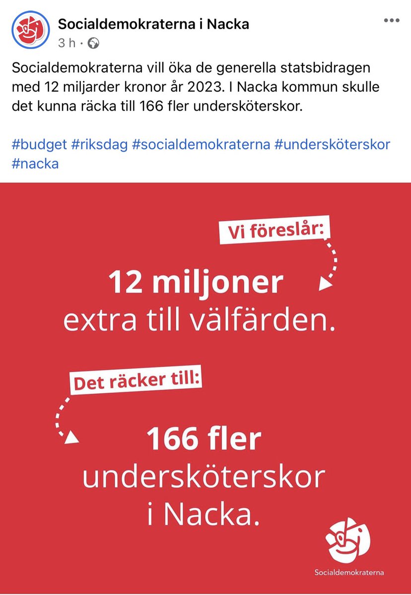 Socialdemokraterna i Nacka fortsätter med matematik i världsklass. Det ska vad 120 mnkr, inte 12.