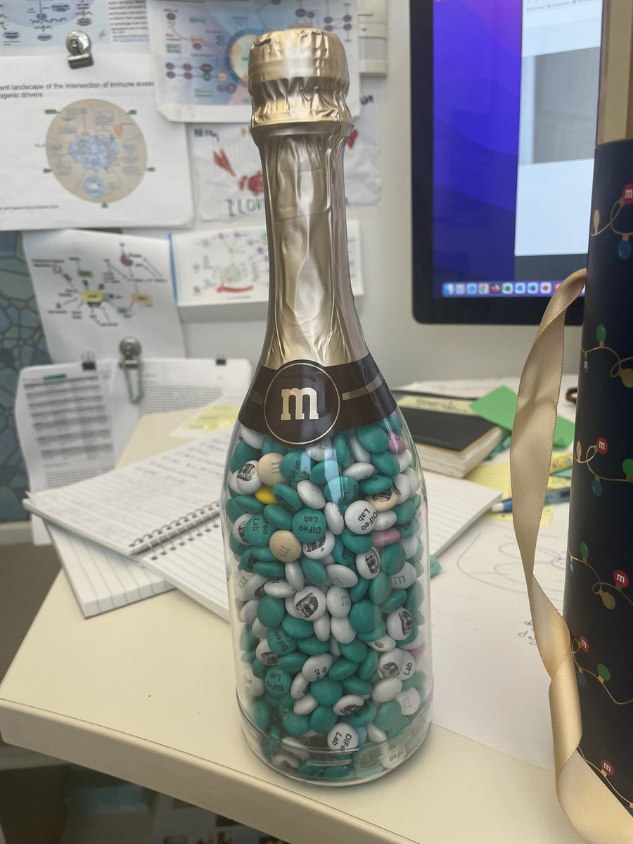 DiFeoLab's tweet photo. I am so fortunate to do what I love #cancerResearcher but what makes it even better is that I do it with an intelligent and passionate amazing team!! @TeitelJessica @Noah_Puleo Thanks for the awesome gift  #M&amp;Ms and looking forward to our @FowlingAnn rematch! https://t.co/WGOhJCm0co