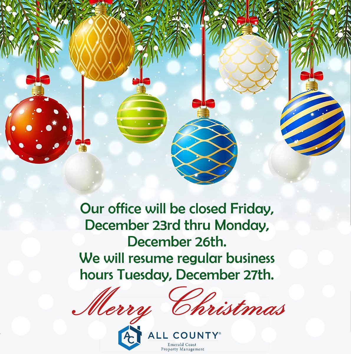 AllCountyEC's tweet photo. MERRY CHRISTMAS!
#Christmas #propertymanagement #holidays https://t.co/oo473yQm7o