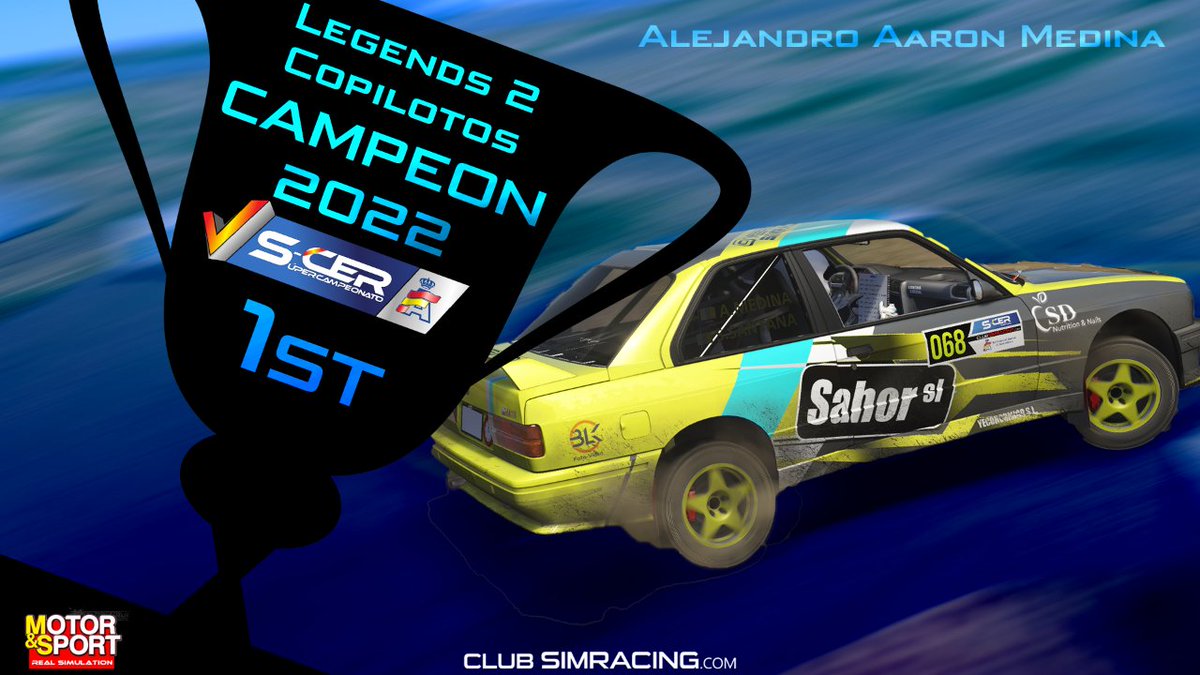 club_simracing's tweet photo. 🏆 CAMPEÓN #scerv @virtual_rfeda
¡Enhorabuena Alejandro Aarón Medina!
Campeón de Copilotos Legends2 https://t.co/PvBVcJuzwa