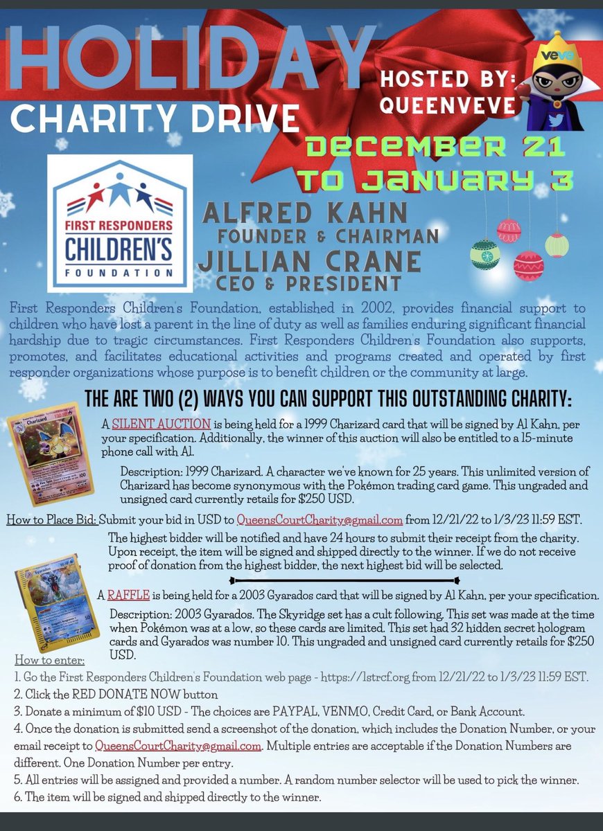 LoriBrenner13's tweet photo. Make sure to enter for your chance to win a signed Pokémon card and support a great charity.@AlfredKahn7 @JillianFRCF https://t.co/2h6v05J0cd