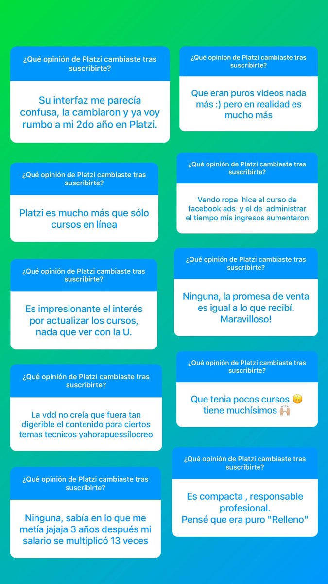 freddier's tweet image. ¿Qué opinión de @Platzi cambiaste tras suscribirte?

💚 Lo que nos dijeron en IG 👇