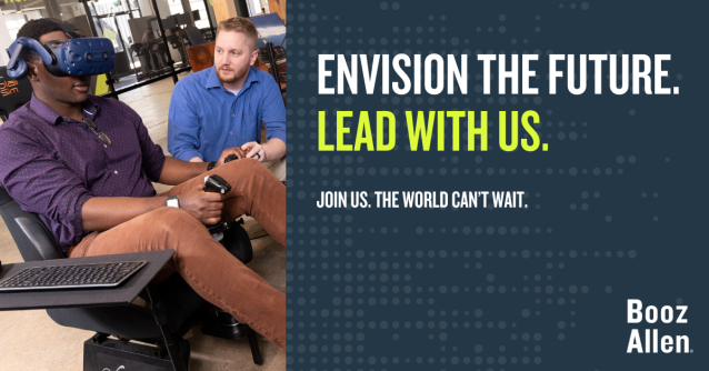 KristenC_BAH's tweet photo. We're helping the U.S. @DeptofDefense rapidly modernize, achieve interoperability, and win. Bring your skills in #datascience, #infosec, and software engineering to #LifeatBooz and lead us into the future: https://t.co/I3DFOY1jD5 https://t.co/I9nMDJ3ChN
