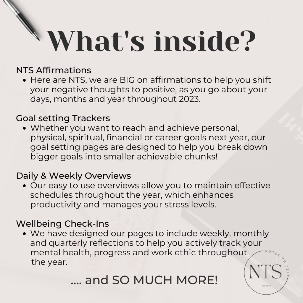 sarahdestinyx's tweet photo. I’M SO HAPPY 😭🥹 to introduce the @NTSDaily 2023 ‘NEW BEGINNINGS’ Journal &amp; Planner. 🤍🙏🏾

A planner that includes everything you need to truly make 2023 the BEST year of your life. With affirmations, goal setting, reflections &amp; more! 

Purchase yours at https://t.co/lrV36i5EyR https://t.co/tmDiDFFxqX