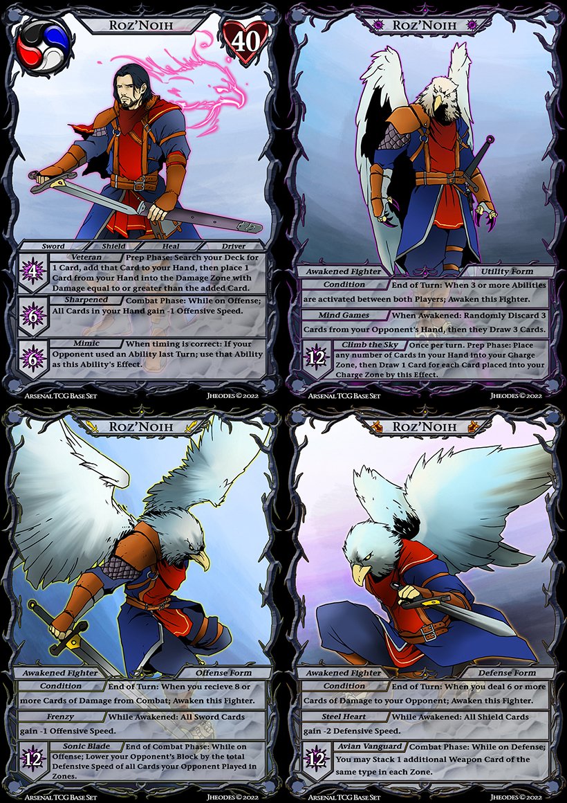 ArsenalLcg's tweet photo. Roz'Noih "The Sky Blade" available for the first time at @TCG_Con in Houston January 21st and 22nd. Be ready to Choose Your Weapon! #arsenaltcg #tcgcon #newgame #kickstarter https://t.co/MMwDJBCBQa