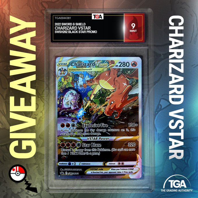 switchstock's tweet photo. 🔥GRADED CHARIZARD CARD GIVEAWAY🔥

I'm giving away a TGA Mint 9 Charizard VSTAR Promo card from the Charizard Ultra Premium Collection

✅ Like &amp; RT this
✅ Follow @switchstock &amp; @tgacards 
🔀Feel free to share with others
Happy Holidays

Drawing on 12/24 at 3pm EST/12pm PST https://t.co/LFY0vH22Fu