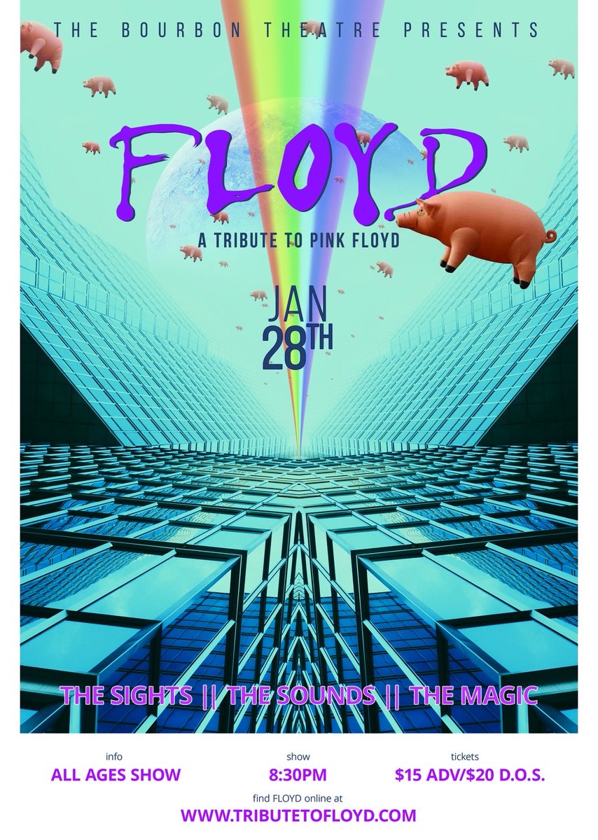 FloydOmaha's tweet photo. Floyd returns to Lincoln, NE at the Bourbon Theatre Saturday January 28th with their All Ages Pink Floyd Extravaganza! Tickets are now available: https://t.co/xdO3czpvQ9 https://t.co/NVm0fAAZJw