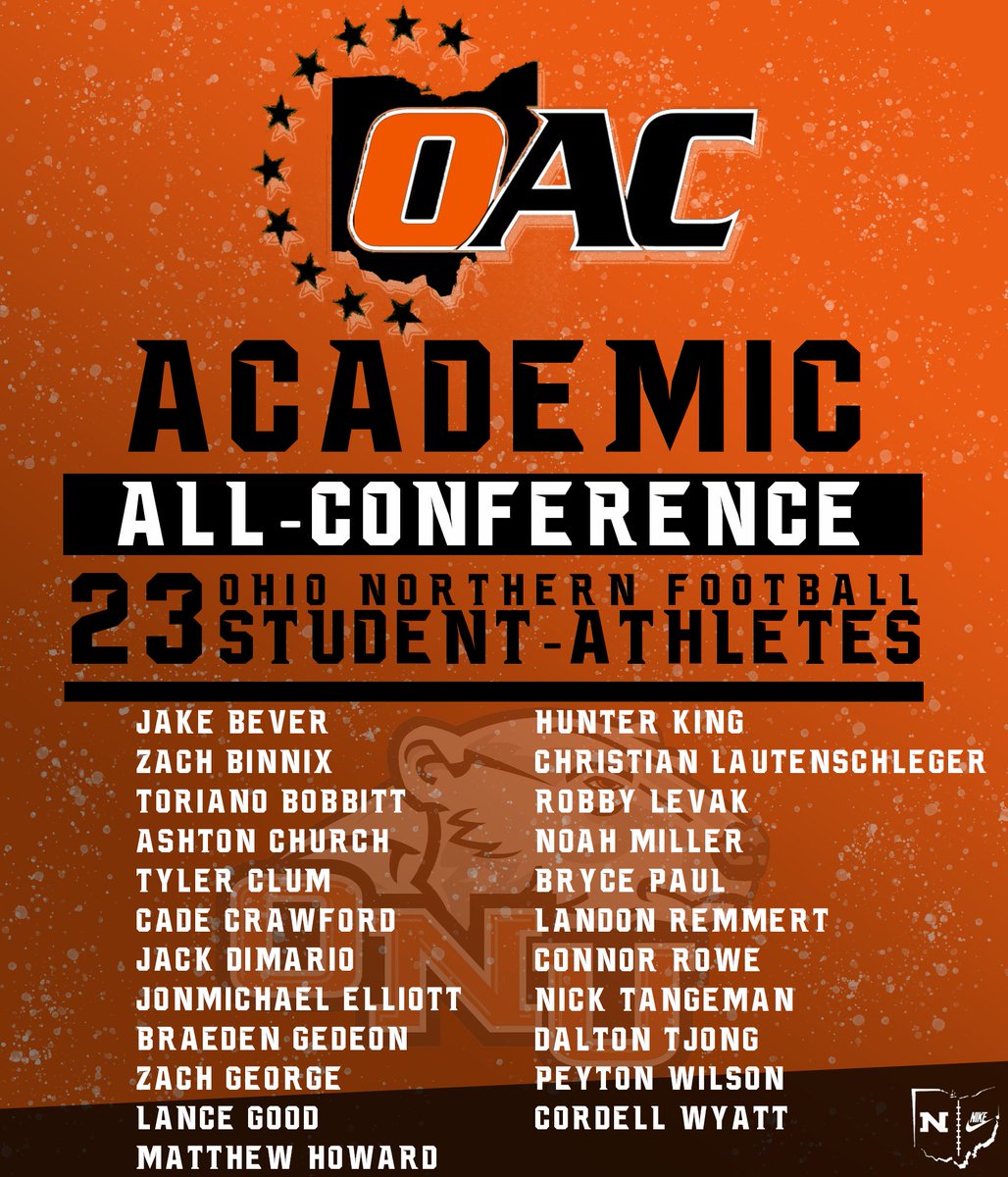 2022 Academic All-OAC

23 honorees = most in ONU history

Led OAC for the 7th time in the last 8 years.

#GoBears 🐻‍❄️⚫️🟠