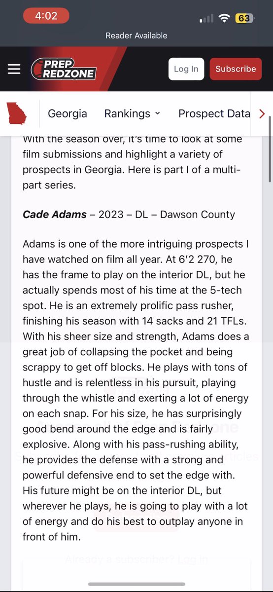 Cade_Adams73's tweet photo. Thank you for the article‼️@ConnorC_Jackson @PrepRedzone @damehova9 @football_dawson @RecruitGeorgia https://t.co/sd4UPPtsoR