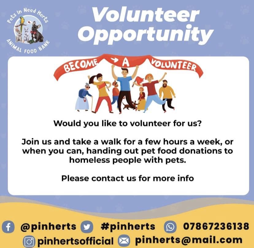 pinherts's tweet photo. ** volunteer opportunities for 2023** 

Can you spare a few hours to deliver #pet food parcels or help us move our donations to a storage unit we should be getting in the new year? 
We need help in #StAlbans #Harpenden #Hatfeild 
#Redbourne #HemelHempstead https://t.co/VCzwSTJ7MS