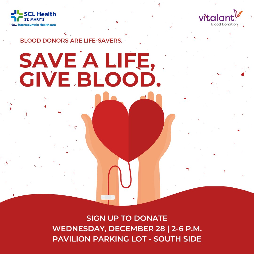 Give the gift of life! Sign up to donate blood on Wednesday, 12/28:  bit.ly/3BZCzzF

As a thank-you for donating during the holidays, all blood donors will receive an exclusive Vitalant long-sleeved T-shirt or 200 bonus recognition points, AND a $10 Amazon gift card!