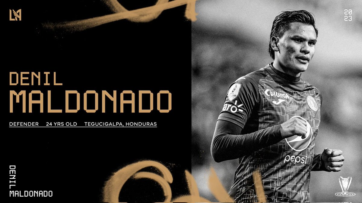 Congresoccer's tweet photo. ✅Denil Maldonado es nuevo jugador de Los Angeles Football Club, actual campeón de la MLS.
El defensor hondureño llega bajo condición de préstamo para 2023, será compañero de jugadores reconocidos como Gareth Bale, Carlos Vela y Giorgio Chiellini.
#FBNConecta #LAFC 🇭🇳 #Denil https://t.co/oi156jllJO