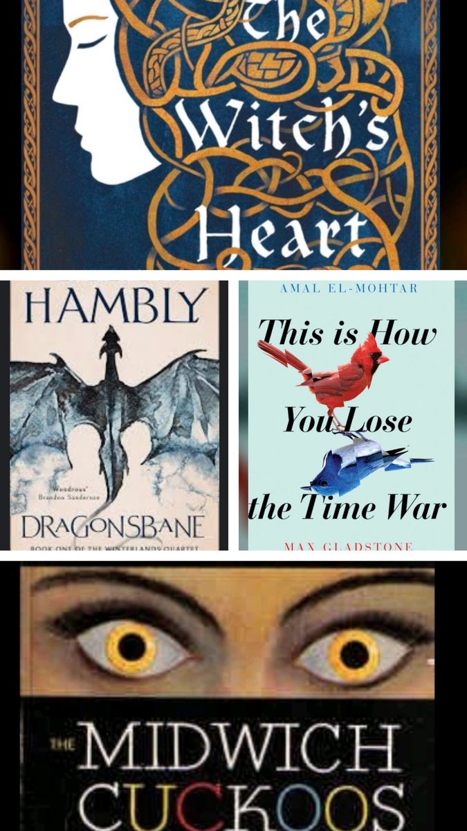 BeyP's tweet photo. @goodreads Witch's Heart by Genevieve Gornichec
Dragonesbane by Barbara Hambly

This is How You Lose the Time War by Amal El-Mohtar
The Midwich Cuckoos by John Wyndham https://t.co/Kcq176TfXY